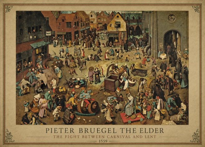 Pieter Bruegel The Fight Between Carnival and Lent I No1 - Plakát