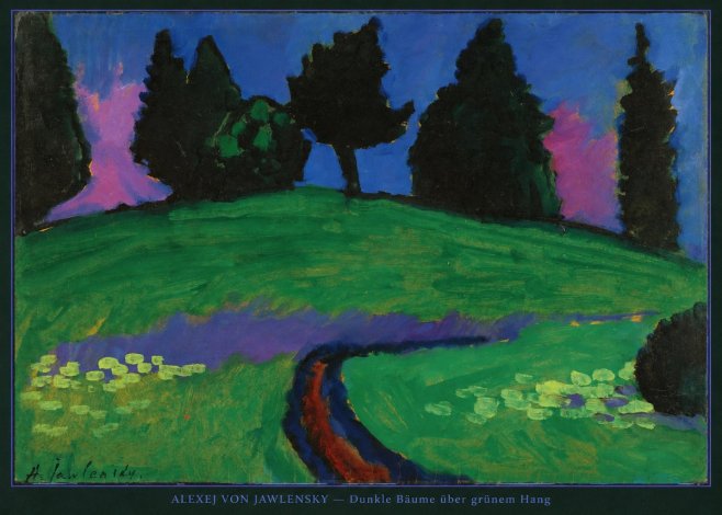 Alexej von Jawlensky Dunkle Bäume Über Grünem Hang No4 - Plakát