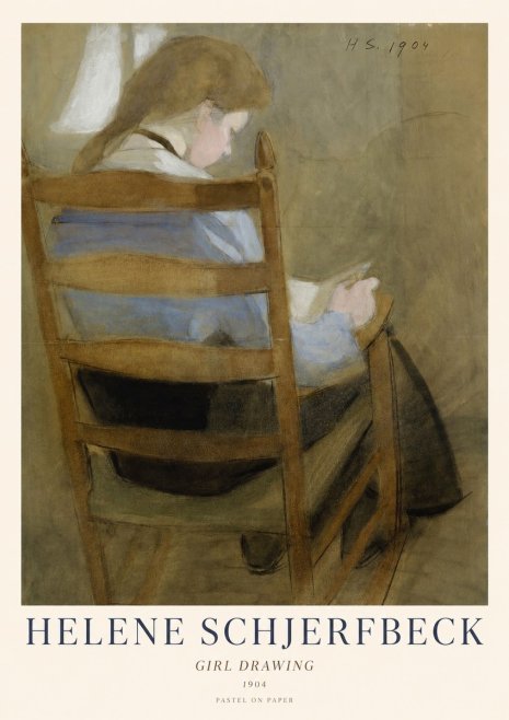 Helene Schjerfbeck Girl Drawing No1 - Plakát