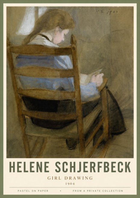 Helene Schjerfbeck Girl Drawing No3 - Plakát