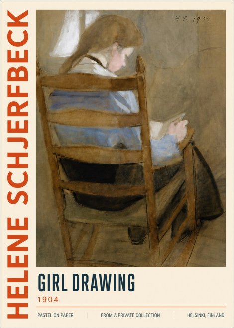 Helene Schjerfbeck Girl Drawing No5 - Plakát