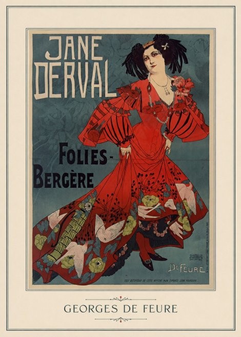 Georges de Feure Jane Derval - Folies-bergère I No4 - Plakát