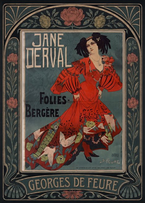 Georges de Feure Jane Derval - Folies-bergère I No5 - Plakát