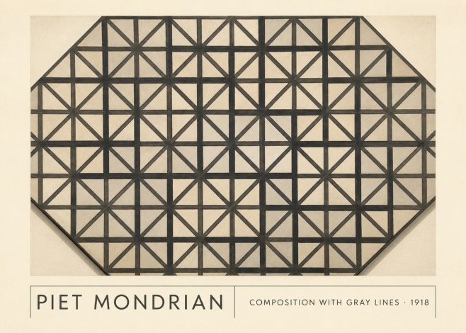 Piet Mondrian Composition with Gray Lines No1 - Plakát