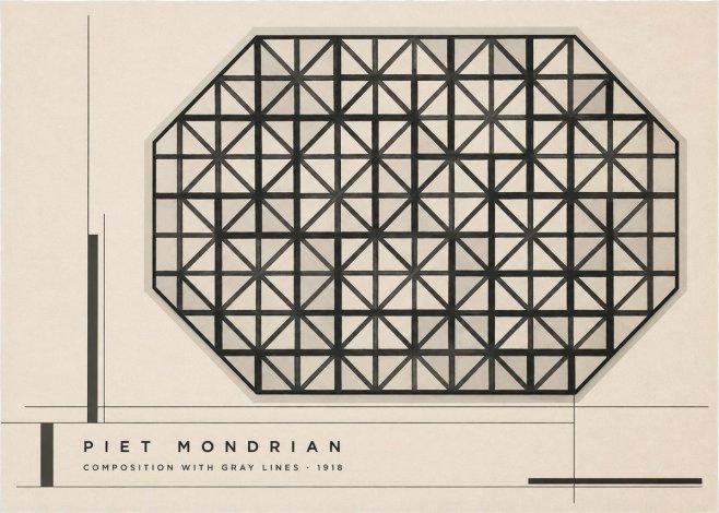 Piet Mondrian Composition with Gray Lines No2 - Plakát