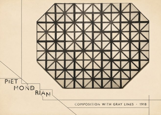 Piet Mondrian Composition with Gray Lines No3 - Plakát