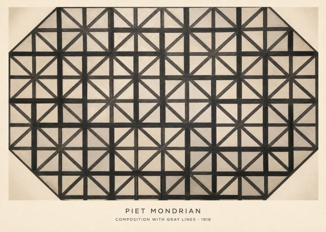 Piet Mondrian Composition with Gray Lines No4 - Plakát