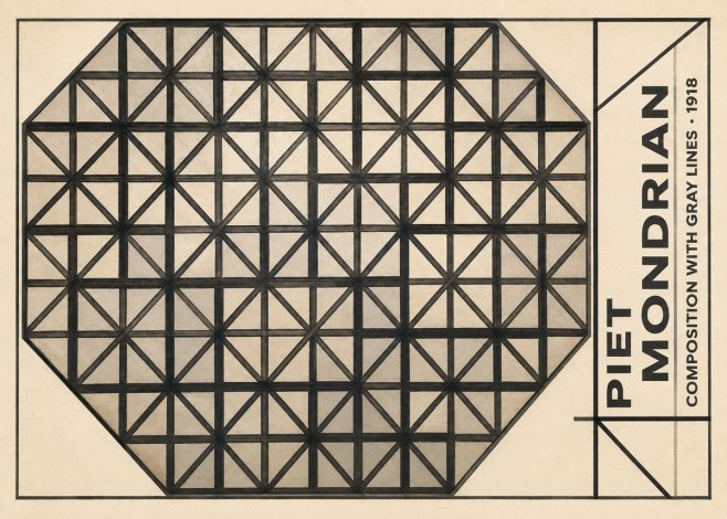 Piet Mondrian Composition with Gray Lines No5 - Plakát