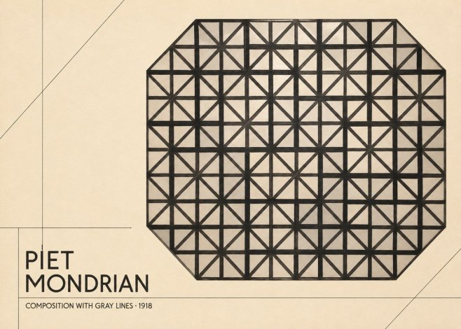 Piet Mondrian Composition with Gray Lines No6 - Plakát