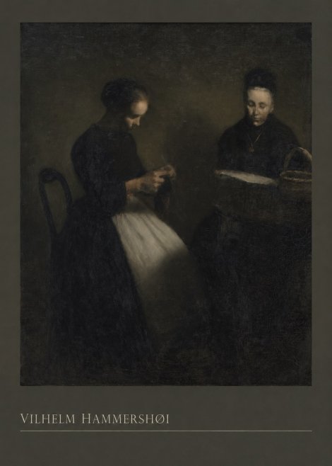 Vilhelm Hammershøi Two Women Knitting No3 - Plakát