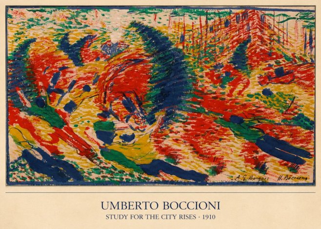 Umberto Boccioni Study for the City Rises No5 - Plakát