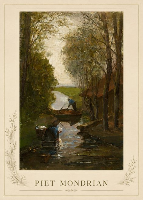 Piet Mondrian Washday on the Canal No1 - Plakát