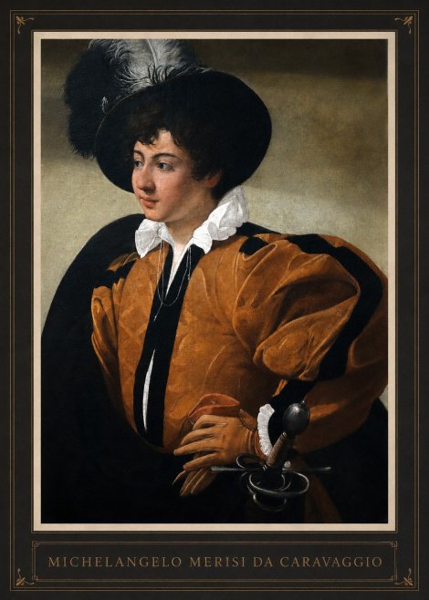 Michelangelo Merisi da Caravaggio Young Man with a Plumed Hat No1 - Plakát