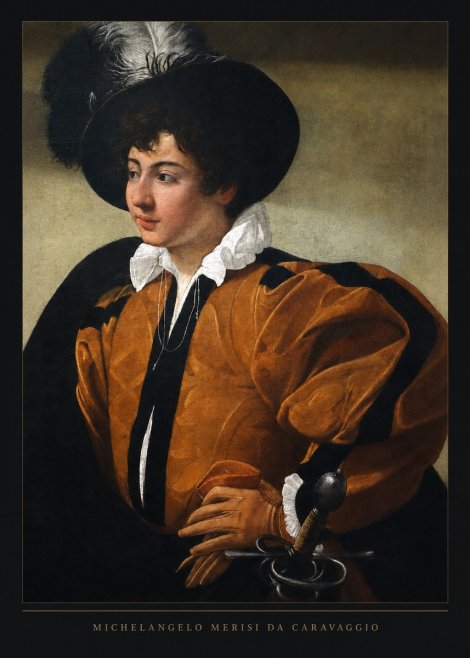 Michelangelo Merisi da Caravaggio Young Man with a Plumed Hat No6 - Plakát