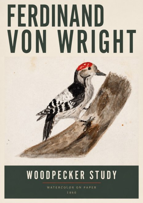 Ferdinand von Wright Woodpecker Study No3 - Plakát