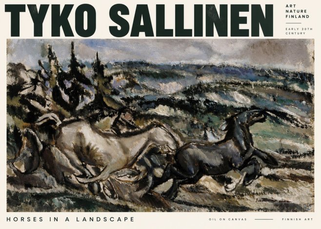 Tyko Sallinen Horses in a Landscape No2 - Plakát