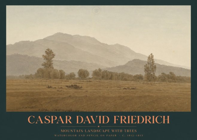 Caspar David Friedrich Mountain Landscape with Trees No2 - Plakát
