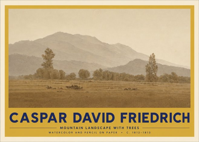 Caspar David Friedrich Mountain Landscape with Trees No3 - Plakát