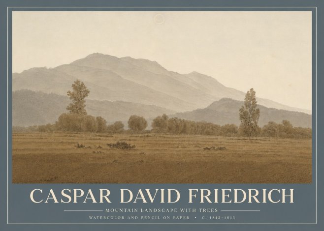 Caspar David Friedrich Mountain Landscape with Trees No4 - Plakát