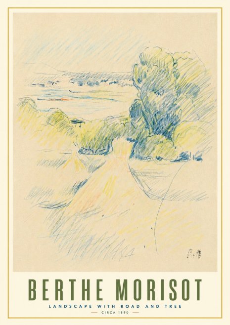 Berthe Morisot Landscape with Road and Tree No3 - Plakát