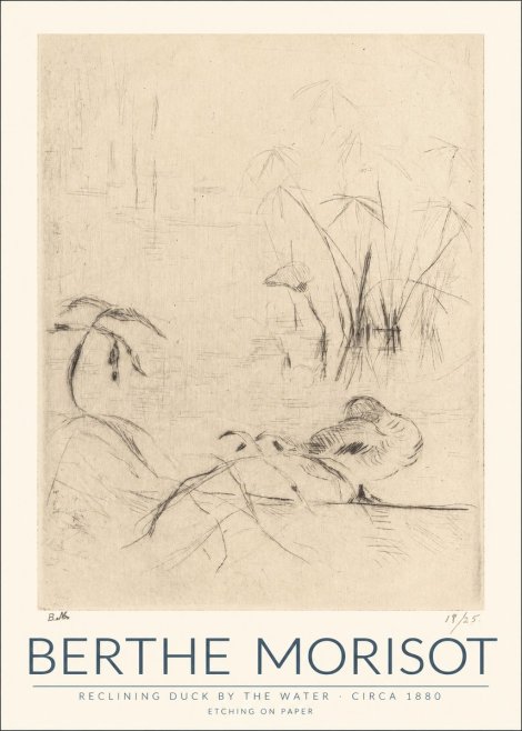 Berthe Morisot Reclining Duck by the Water No1 - Plakát