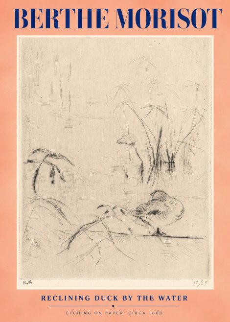Berthe Morisot Reclining Duck by the Water No3 - Plakát