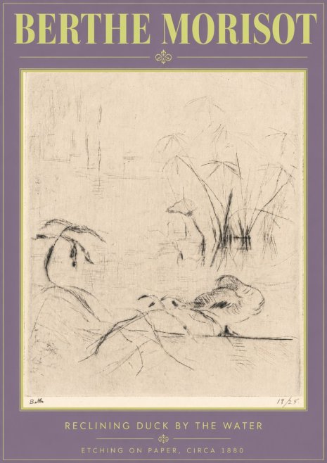 Berthe Morisot Reclining Duck by the Water No4 - Plakát