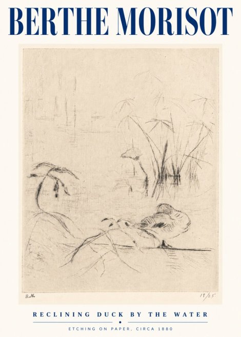 Berthe Morisot Reclining Duck by the Water No5 - Plakát