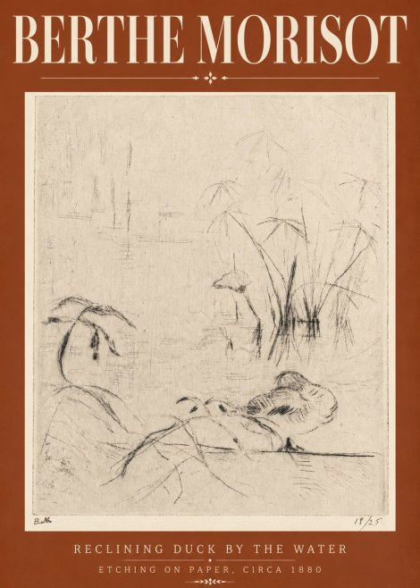 Berthe Morisot Reclining Duck by the Water No6 - Plakát