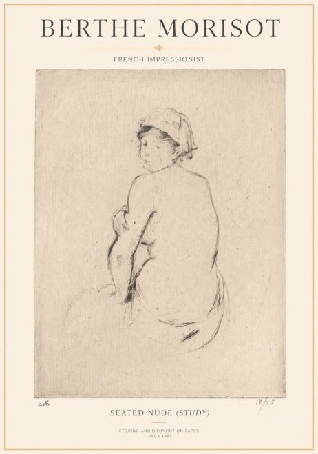 Berthe Morisot Seated Nude (Study) No1 - Plakát
