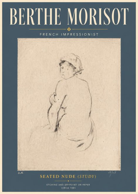 Berthe Morisot Seated Nude (Study) No6 - Plakát