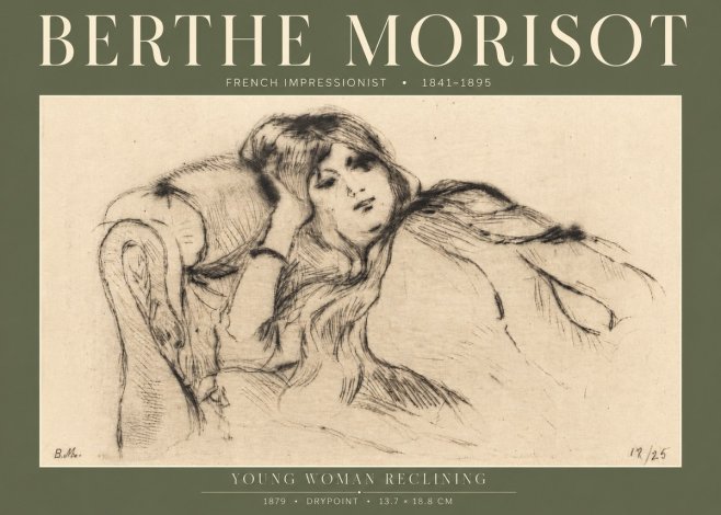 Berthe Morisot Young Woman Reclining II No4 - Plakát
