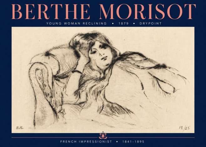 Berthe Morisot Young Woman Reclining II No6 - Plakát