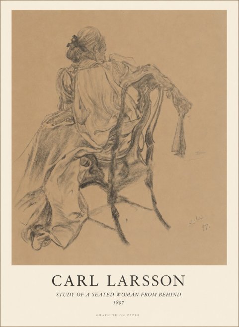 Carl Larsson Study of a Seated Woman from Behind No1 - Plakát