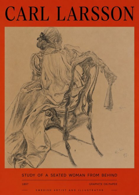 Carl Larsson Study of a Seated Woman from Behind No2 - Plakát