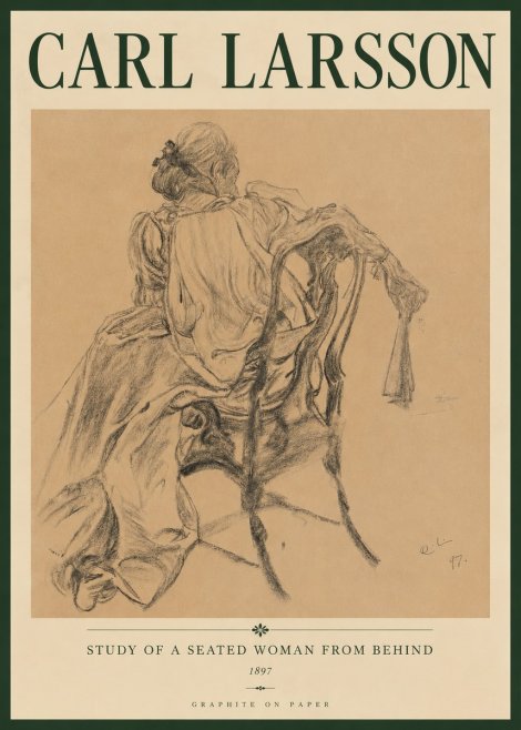 Carl Larsson Study of a Seated Woman from Behind No4 - Plakát