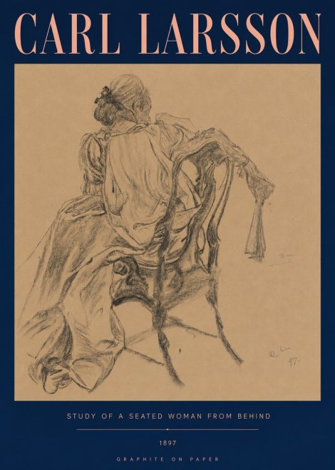 Carl Larsson Study of a Seated Woman from Behind No5 - Plakát