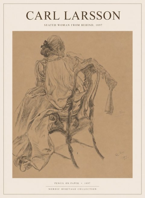 Carl Larsson Study of a Seated Woman from Behind No6 - Plakát
