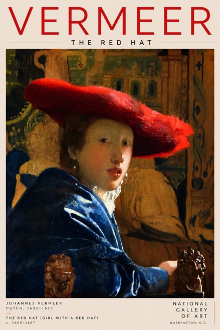 Vermeer The Red Hat No2 - Plakát