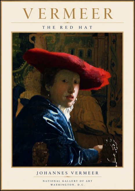 Vermeer The Red Hat No5 - Plakát
