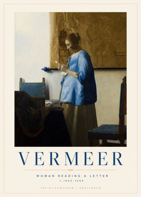 Vermeer Woman Reading a Letter No1 - Plakát