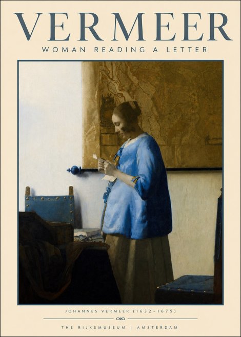 Vermeer Woman Reading a Letter No2 - Plakát