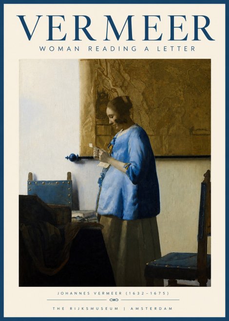 Vermeer Woman Reading a Letter No3 - Plakát