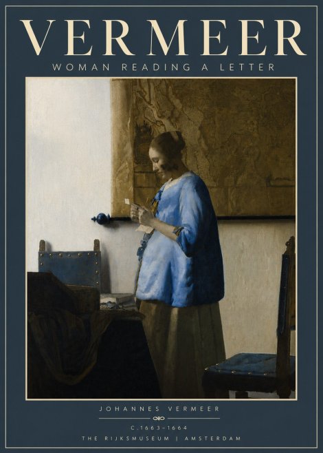 Vermeer Woman Reading a Letter No4 - Plakát
