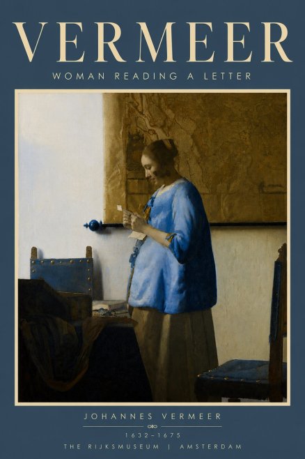 Vermeer Woman Reading a Letter No6 - Plakát