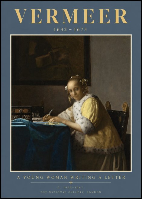 Vermeer A Young Woman Writing a Letter No2 - Plakát