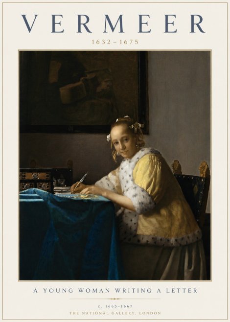 Vermeer A Young Woman Writing a Letter No5 - Plakát