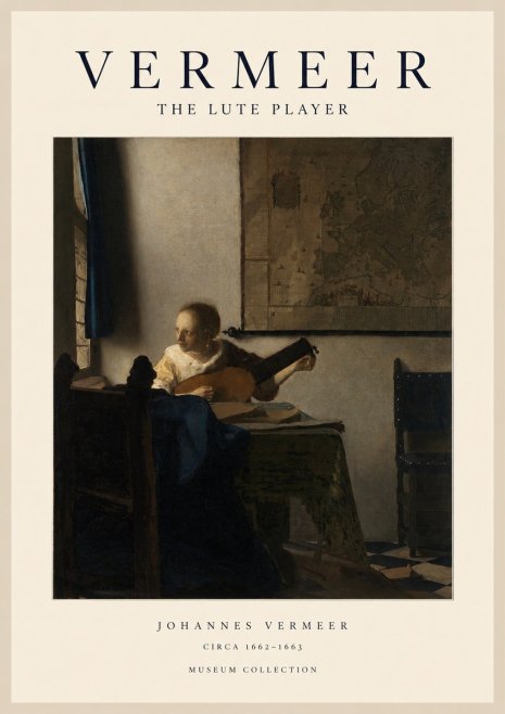 Vermeer The Lute Player No1 - Plakát