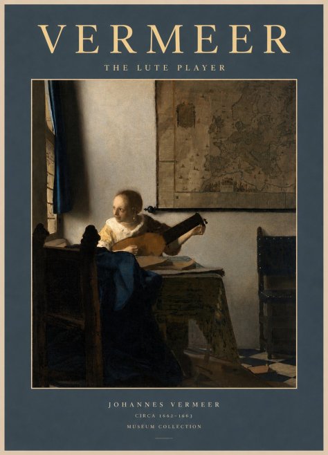 Vermeer The Lute Player No2 - Plakát