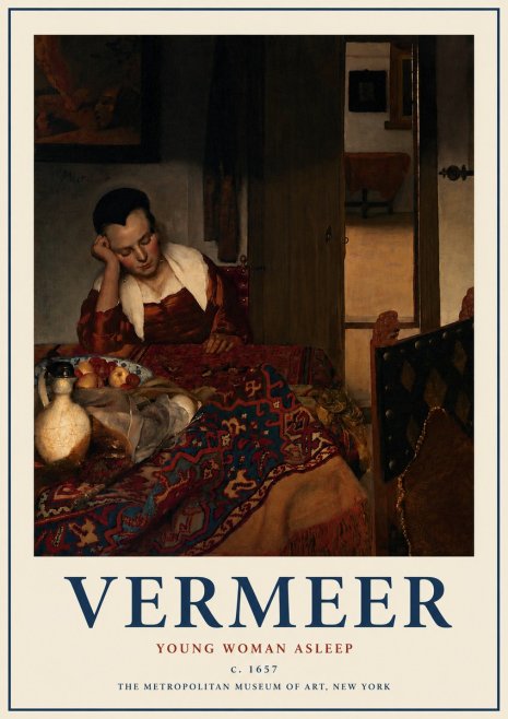 Vermeer Young Woman Asleep No3 - Plakát